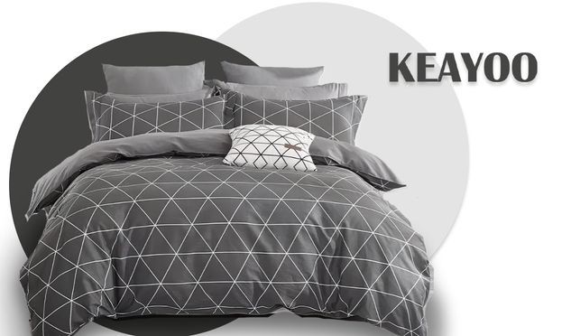Bettwäsche-Set mit schlichten geometrischen Design