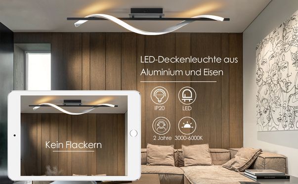 Schwungvolle LED Deckenleuchte mit einem attraktiven Design