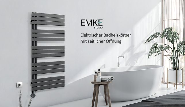 EMKE Badheizkörper Elektrisch mit Thermostat Handtuchheizkörper Elektrisch Panel Handtuchhalter