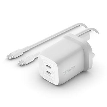USB-C®-GaN-Ladegerät mit zwei Anschlüssen, PPS (65 W) und USB-C/USB-C-Kabel
