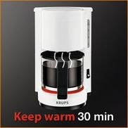 Warmhaltefunktion Kaffeekanne, F18301 0,6l Abschaltung 30 Tassen Kaffee, Minuten 5-7 Krups Filterhalter, Warmhaltefunktion, herausnehmbarer nach für Filterkaffeemaschine mit Aromacafe, automatischer