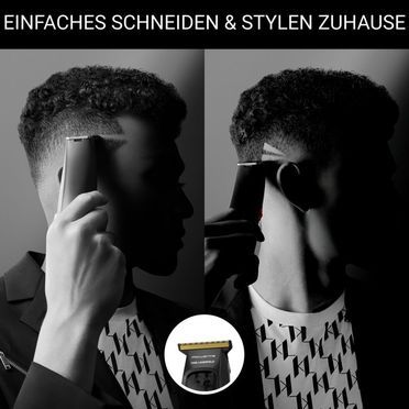 Rowenta Haarschneider Rowenta x Karl Lagerfeld TN182L Cut & Style  Haarschneider, 3 Kämme (1-3-5 mm), Titaniumklingen, 90 Minuten Laufzeit,  wasserdicht