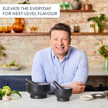 Tefal Mörser Jamie Oliver by Tefal, (2-tlg), einfache Reinigung, robust,  für nasse und trockene Zutaten, Granit