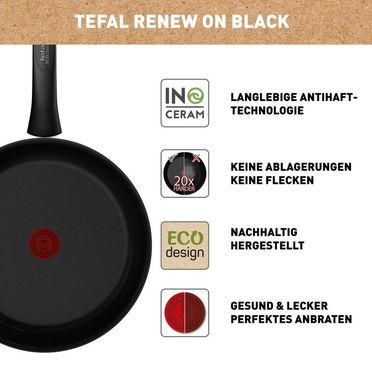 Tefal Wok Renew On Black, Aluminium (1-tlg), umweltfreundlich, recycelt,  Thermo-Signal, Ø 28 cm, Induktion