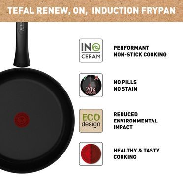 Tefal Bratpfanne Renew On Black, Aluminium (1-tlg), umweltfreundlich,  recycelt, Thermo-Signal, Induktion
