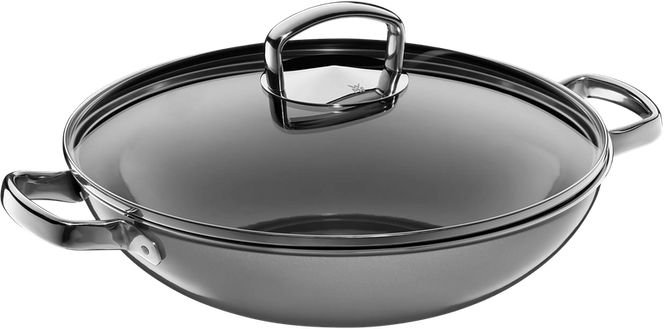 Fusiontec Mineral Wok mit Glasdeckel, 32 cm, Platinum