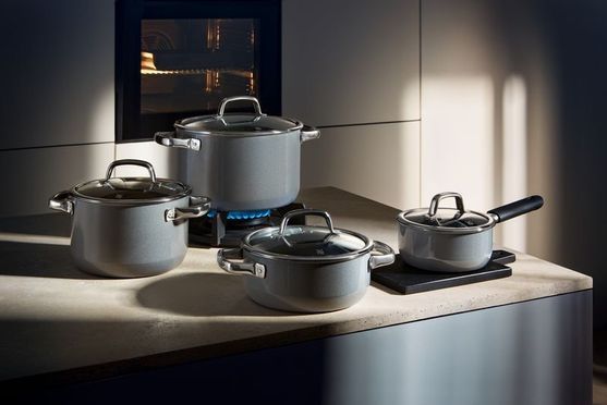 Fusiontec Mineral Wok mit Glasdeckel, 36 cm, Platinum