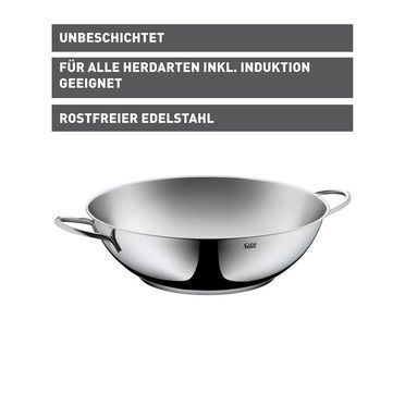 Wok Silit In Acciaio Inox, 32 Cm - Perfetto Per Saltare E Cucinare In Modo Sano