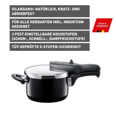 Silit Silargan® Sicomatic t-Plus Schnellkochtopf 2,5 l, Black