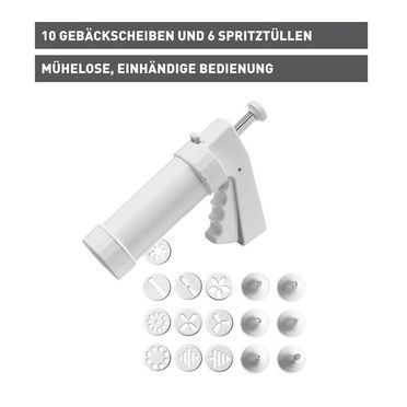 Kaiser Backformen Gebäckpresse Inspiration, (Set, 17-tlg), Gebäckpresse, 6 Spritztüllen und 10 Gebäckscheiben, Einhandbedienung
