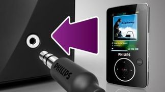 Audioeingang für einfache Wiedergabe tragbarer Musik