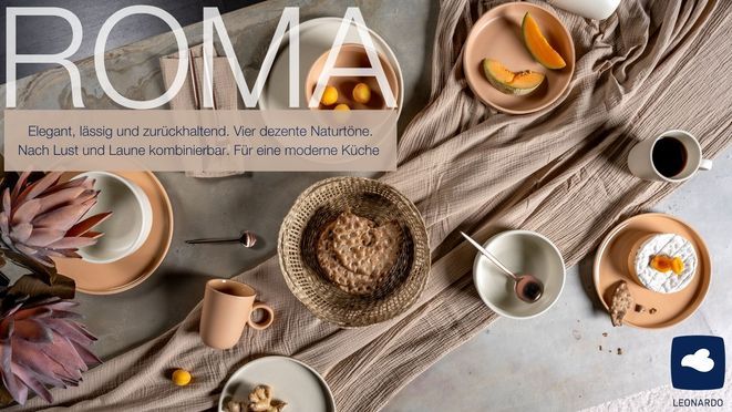 LEONARDO Geschirr-Set Teller Set ROMA, Geschirrset, 12-teilig (12-tlg), 4 Personen, Keramik, Service, spülmaschinengeeignet, Essgeschirr, Essservice