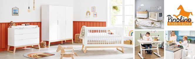 Pinolino® Babymöbel-Set, (Spar-Set, 3-St., Kinderbett, Wickelkommode,  Wandregal), breit; mit Kinderbett, Wickelkommode & Wandregal