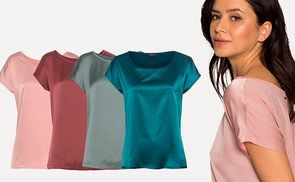 Shirtbluse aus Satin und Jersey