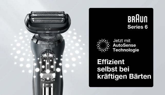 Braun Elektrorasierer Series 6 61-N1000s, Aufsätze: 1, SensoFlex, Wet&Dry,  100% wasserdichter elektrischer Rasierer für Nass- und Trockenrasur