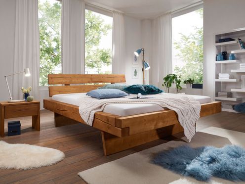 Exklusives Holzbett Bennet, Fichtenholz massiv, honigfarben, geölt, 140 x 200 cm