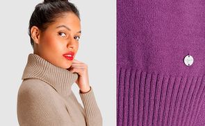 Rollkragenpullover mit Rippdetails