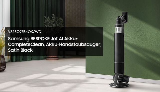 Samsung Akku-Handstaubsauger BESPOKE Jet AI Akku+ CompleteClean VS28C97B4QK/ WD, 730 W, beutellos, automatische Entleerung mit selbstschließender Öffnung