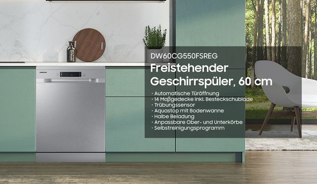 Samsung Standgeschirrspüler, DW60CG550FSR, 14 Maßgedecke