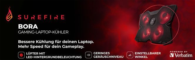 SUREFIRE Bora Gaming Laptop Cooling Pad Red