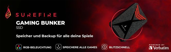 SUREFIRE Bunker Gaming SSD USB 3.2 Gen 1 1TB Black