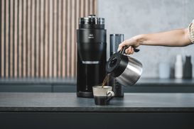Melitta Kaffeemaschine mit Mahlwerk AromaFresh Therm Pro X 1030-12  schwarz-silber, 1l Kaffeekanne, Papierfilter 1x4 | Filterkaffeemaschinen