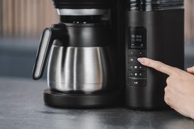 1l Pro mit Papierfilter Kaffeekanne, Melitta X 1x4 schwarz-silber, Kaffeemaschine AromaFresh Therm 1030-12 Mahlwerk