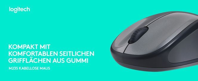 Logitech M235 Kabellose Maus, 2.4 GHz Verbindung, Unifying USB Empfänger, 1000 DPI, Grau/Schwarz