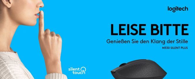 Logitech M330 Silent Plus Kabellose Maus, 2.4 GHz Verbindung via Nano USB Empfänger, Blau