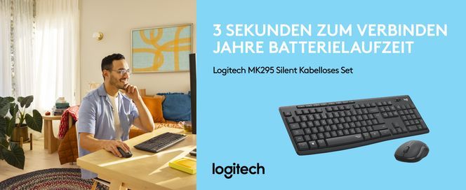 Logitech MK295 kabelloses Tastatur Maus Set, SilentTouch, optischer Spurführung, QWERTZ Schwarz