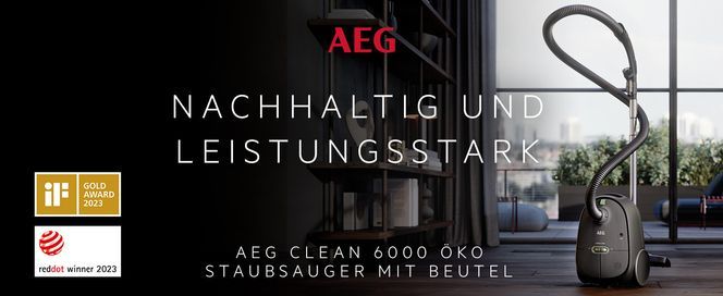 AEG Bodenstaubsauger CLEAN 6000 ÖKO (AB61C2ÖKO), 850 W, mit Beutel, hohe  Saugleistung, inkl. Zusatzdüsen, 65 % Recyclingkunststoff