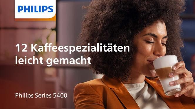 mit und Kaffeevollautomat Series, TFT-Display Philips Kaffeespezialitäten, 12 EP5443/70 LatteGo-Milchsystem 5400