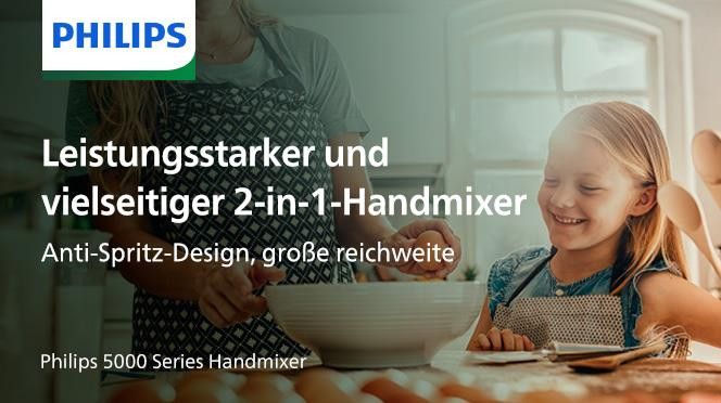 Philips Handmixer HR3781/10 5000 Series, 500 W, mit Anti-Spritz-Design und  Becher zur intelligenten Aufbewahrung