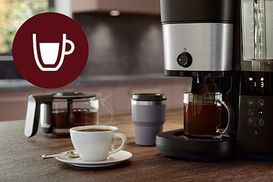 Brew, All-in-1 Smart Philips Mahlwerk Kaffeebohnenbehälter Papierfilter und mit Kaffeemaschine HD7888/01 mit 1x4, Dosierung