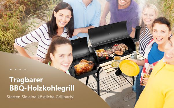 COSTWAY Grillwagen mit Deckel