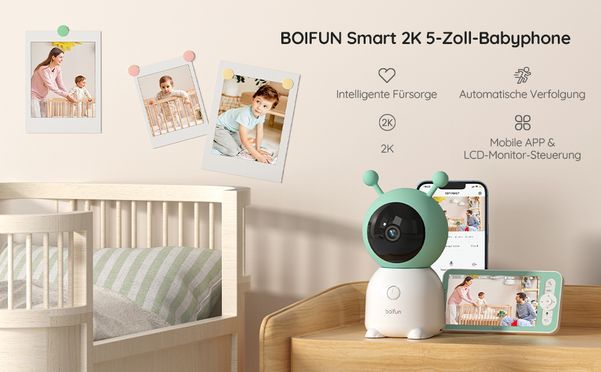 BOIFUN Smart 2K 5-Zoll-Babyphone mit Kamera