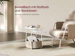 Beistelltisch mit Stoffkorb