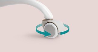 Um 360° drehbare Rollen