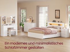 VASAGLE Schminktisch Mit LED Spiegel - 9 Schubladen Weiß 110cm