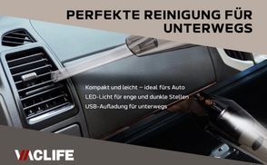 Kompakter Auto Handstaubsauger mit LED Licht & USB Aufladung