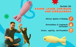 Potaroma Katzenspielzeug 3er Set - Fisch Kicker Mit Katzenminze & Knistergeräusch