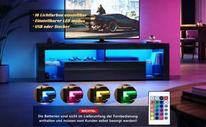 SONNI TV Lowboard Board Meuble Armoire Avec éclairage LED Blanc Brillant Table Tv 120x40x45cm 23157261