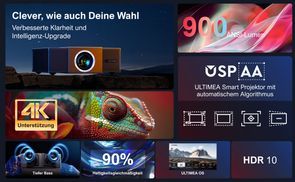 ULTIMEA Apollo P60 Beamer 4K Unterstützung&900 ANSI-Lumen