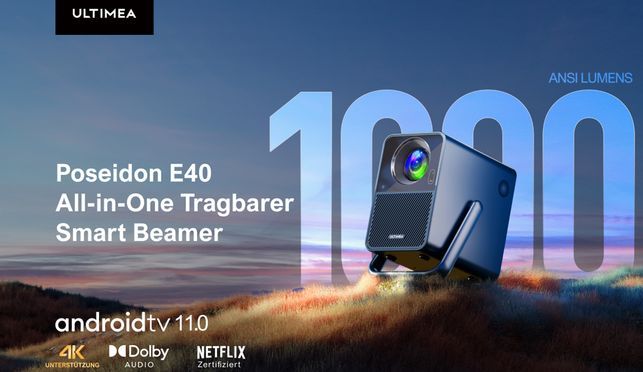 Poseidon E40 Beamer Android TV 11.0 mit NETFLIX,Unendliche Unterhaltungsoptionen