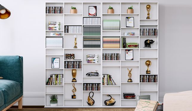 Homfa CD Regal Bücherregal mit 27 Fächern in weiß