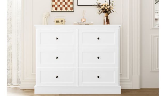Homfa weiße Kommode mit 6 Schubladen