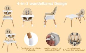 4 in 1 wandelbarer Hochstuhl