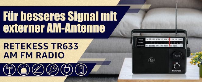 3,5 mm AM-Buchse für externe Antenne Das TR633 ist mit einer