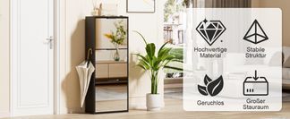 UEV Schuhschrank Mit 3 Spiegeltüren - Schmaler Schuhkommode Für Flur