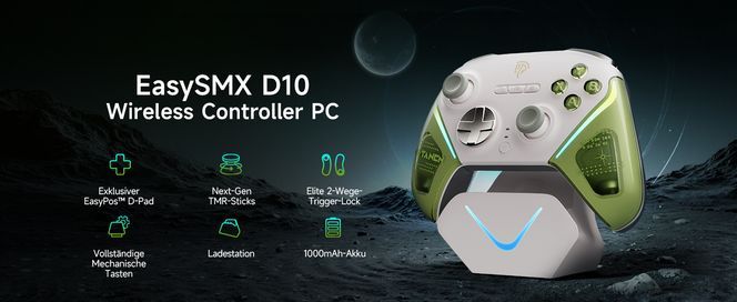D10 Controller PC mit Ladestation, Controller PC Wireless Gaming Controller